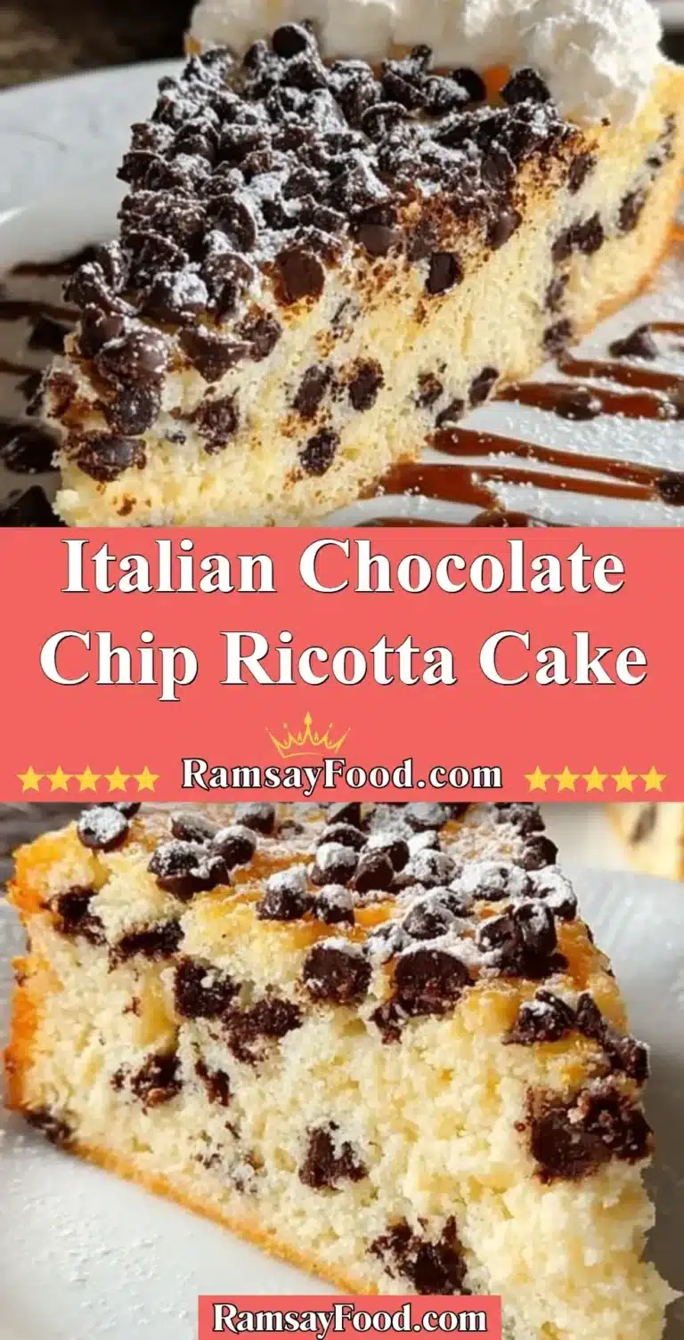 Italian Chocolate Chip Ricotta Cake 6 Italian Chocolate Chip Ricotta Cake with chocolate chips and creamy texture