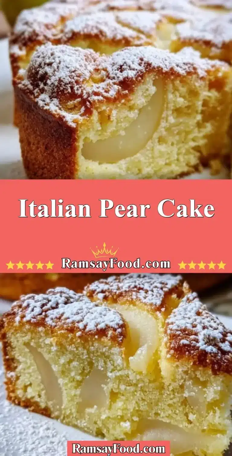 Italian Pear Cake 8 Italian Pear Cake with fresh pears and spices, served on a plate