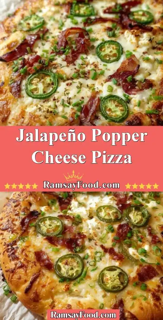 Delicious jalapeño popper cheese pizza topped with jalapeños and creamy cheese