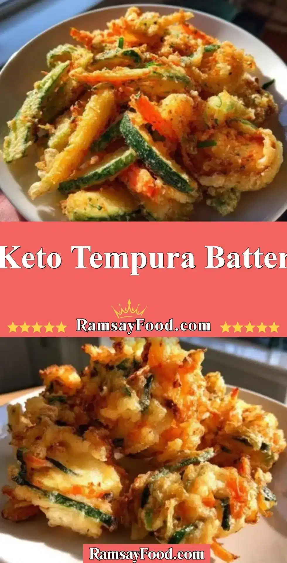 Keto Tempura Batter 2 Crispy keto tempura batter ready for frying low-carb vegetables and proteins.