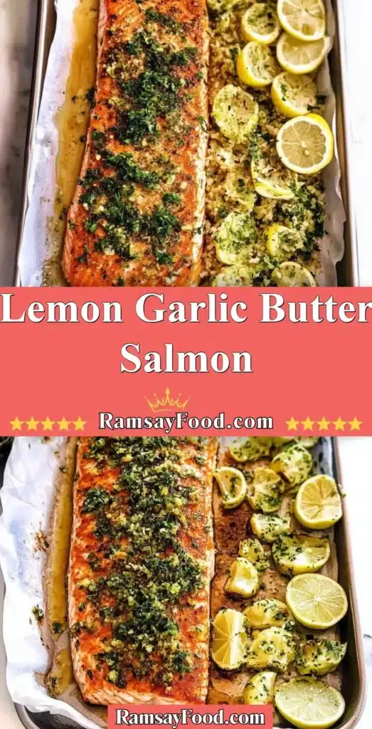 Succulent lemon garlic butter salmon fillet with fresh herbs