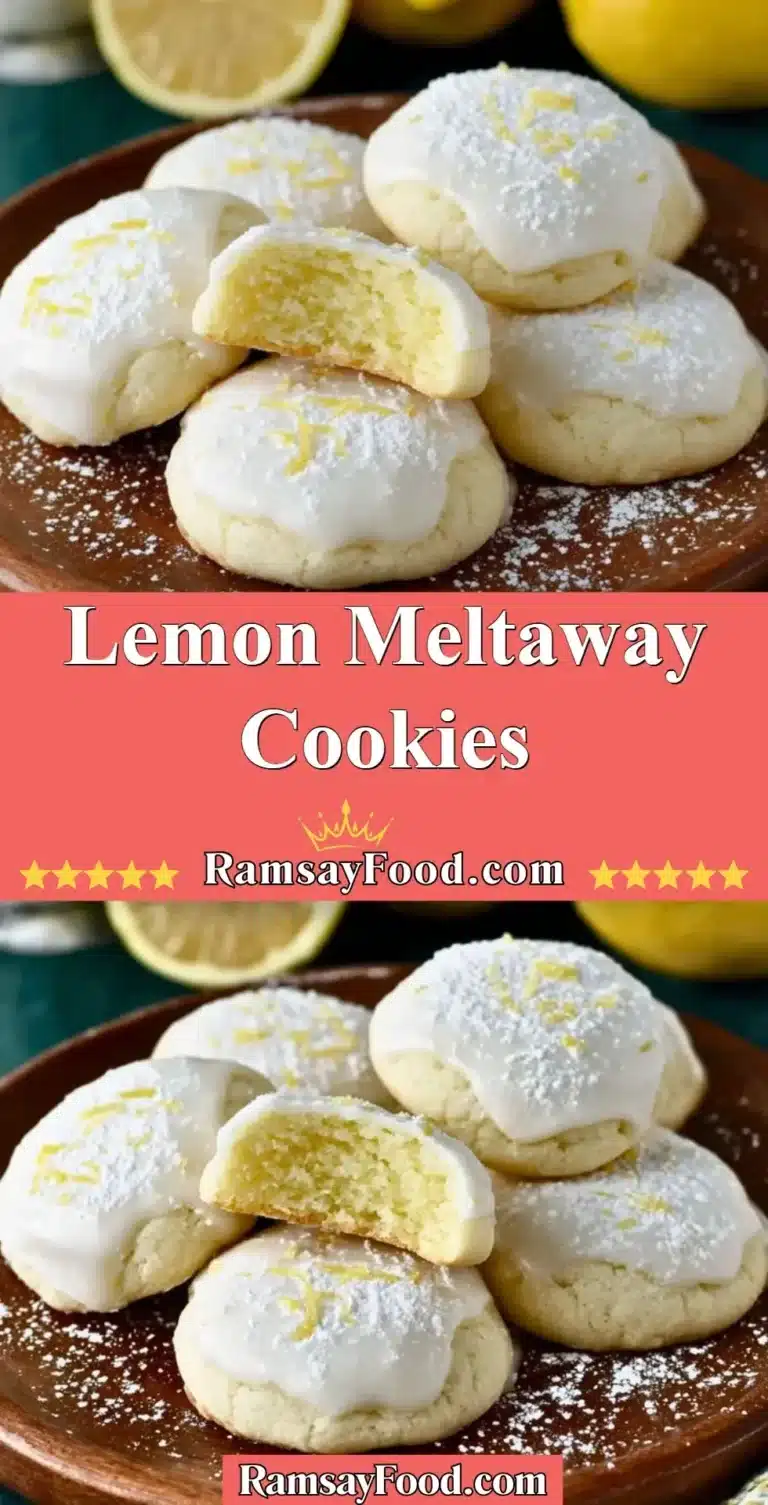 Lemon Meltaway Cookies 9 Delicious Lemon Meltaway Cookies on a plate with zesty lemon slices.