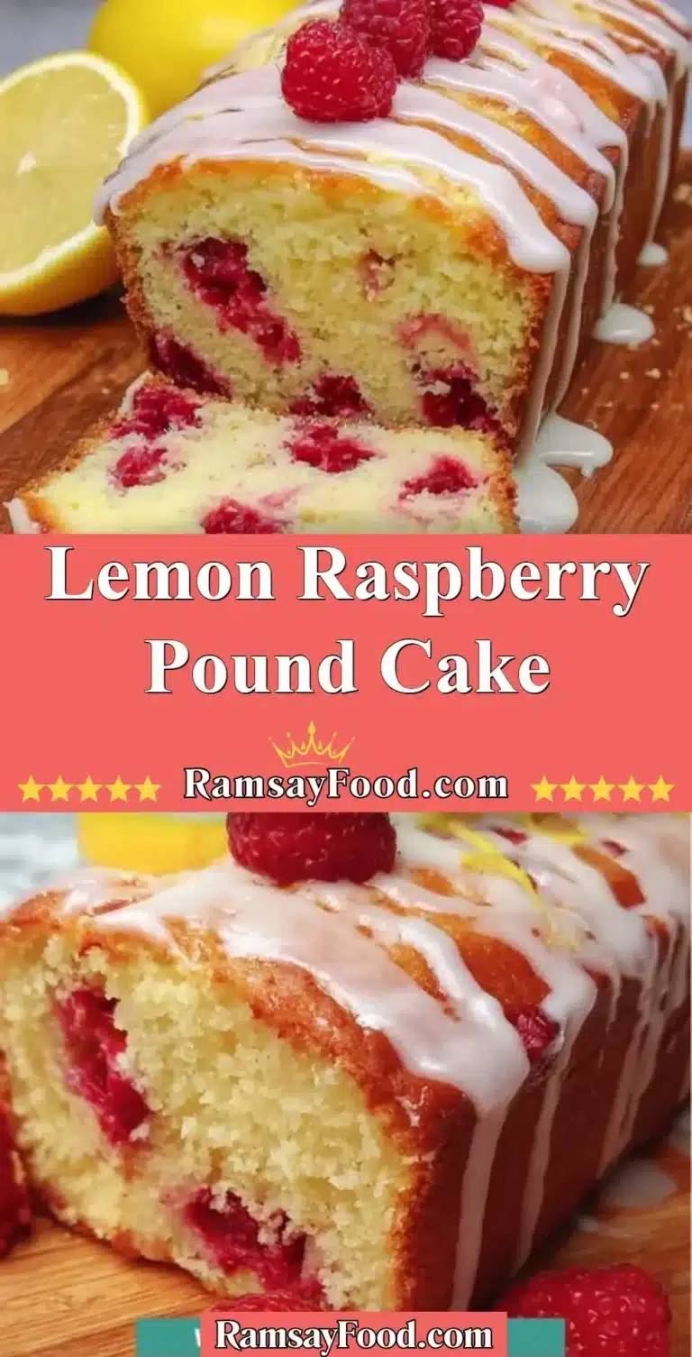 Lemon Raspberry Pound Cake 8 Freshly baked lemon raspberry pound cake with vibrant berries on top