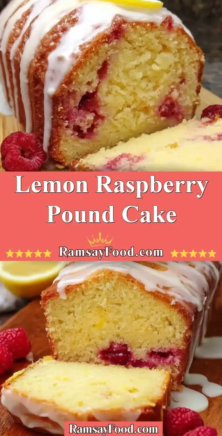 Lemon Raspberry Pound Cake 13 Slice of Lemon Raspberry Pound Cake with fresh raspberries on top