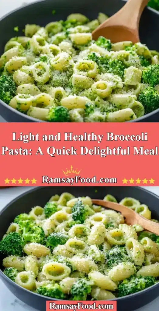 Deliciously plated light broccoli pasta showcasing fresh ingredients.