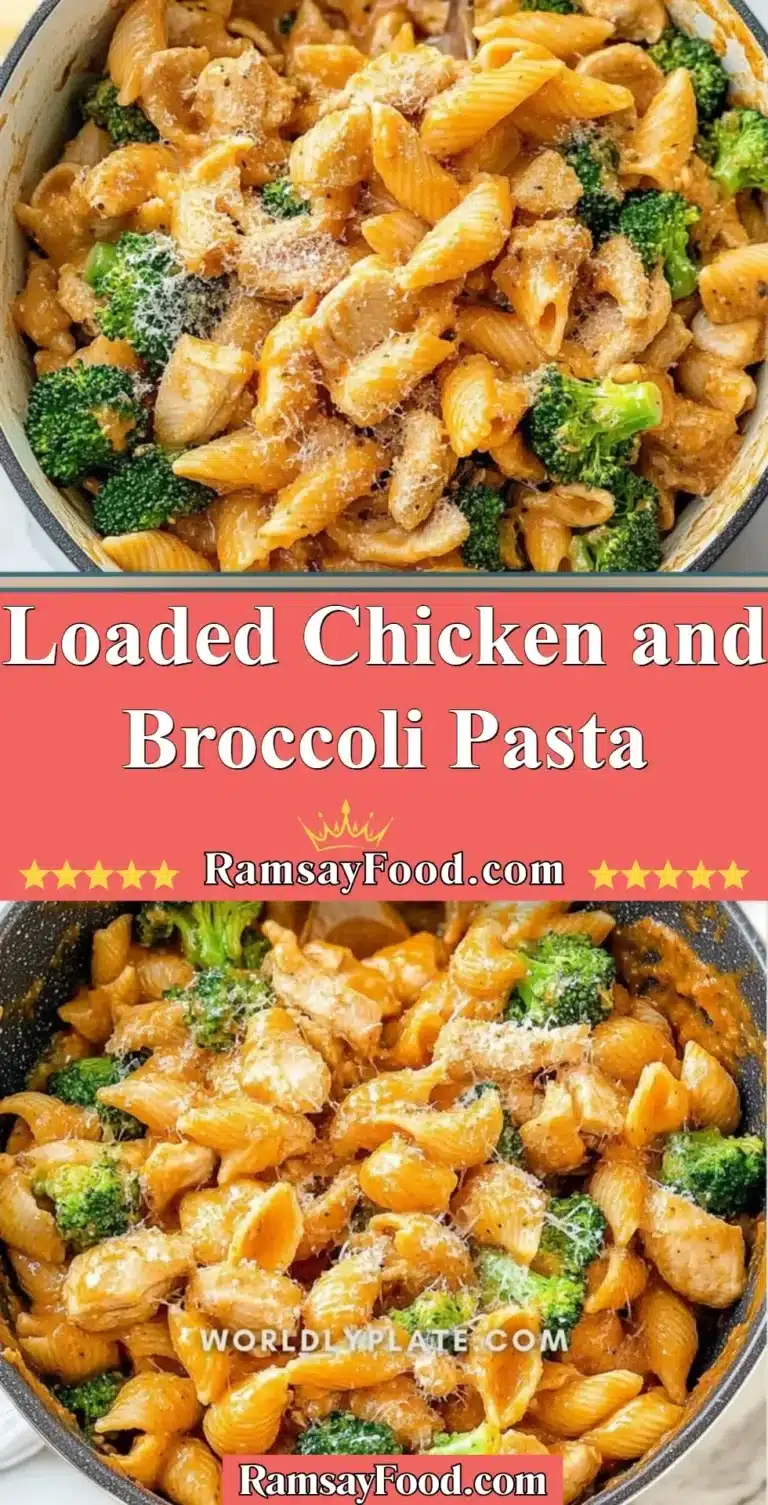 Creamy Loaded Chicken and Broccoli Pasta served in a bowl with fresh herbs