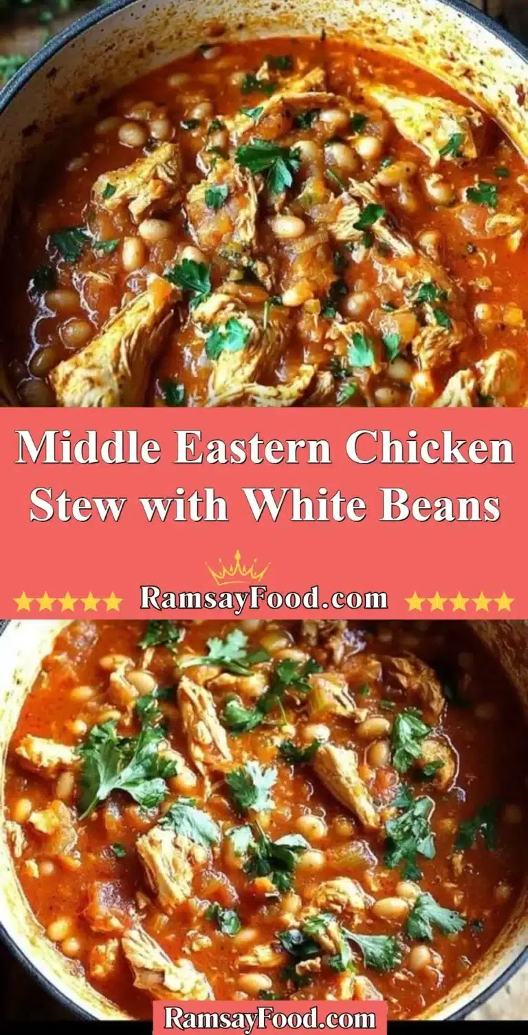 Middle Eastern Chicken Stew with White Beans 9 Middle Eastern chicken stew with white beans in a bowl garnished with herbs