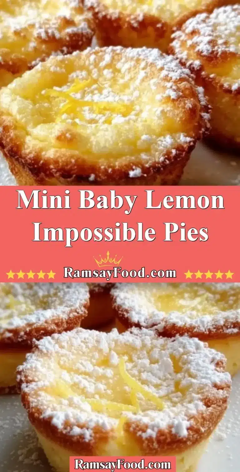 Mini Baby Lemon Impossible Pies baked and garnished, showcasing their delicious lemon flavor.