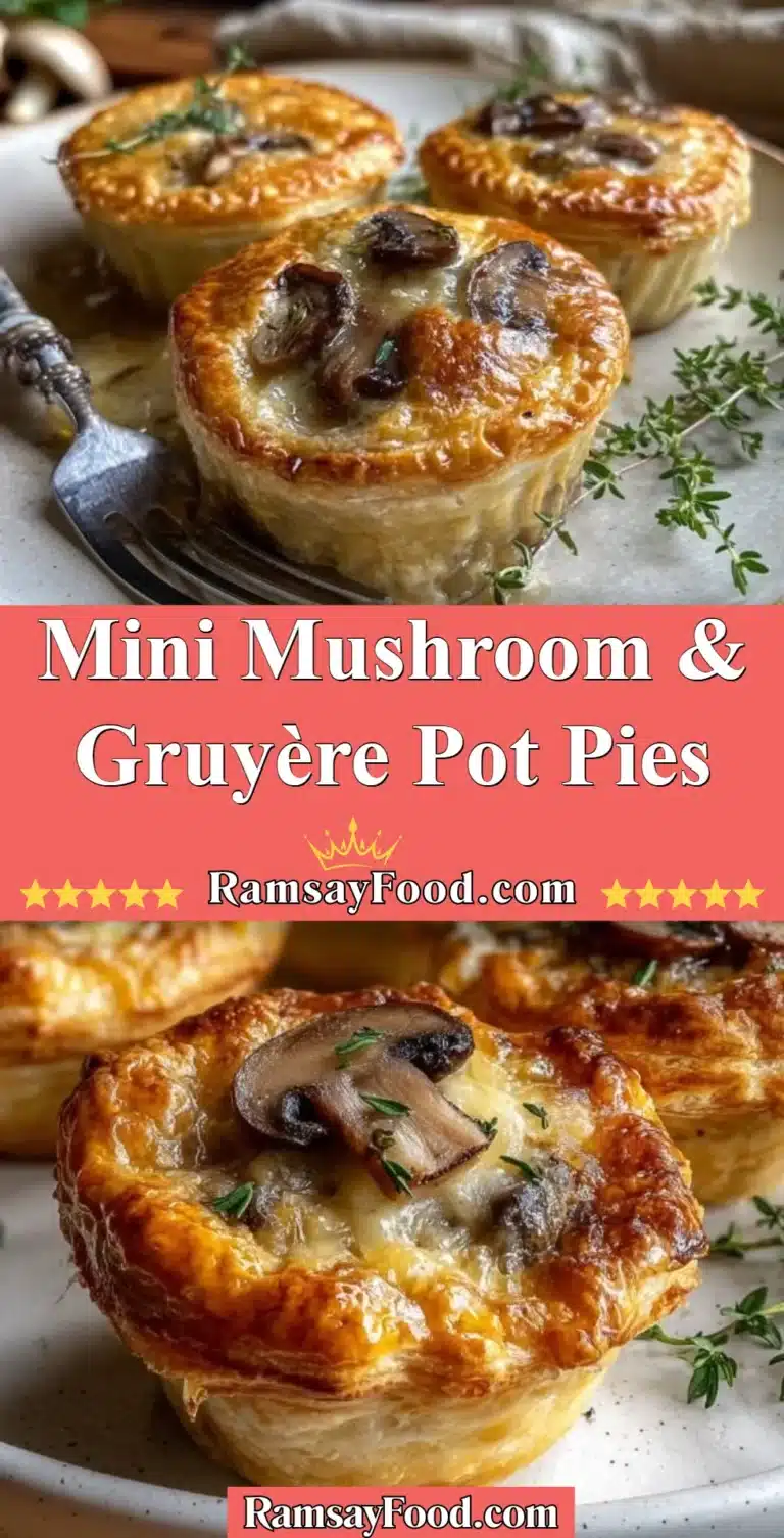 Mini Mushroom & Gruyère Pot Pies 9 Delicious mini mushroom and gruyère pot pies served in individual dishes