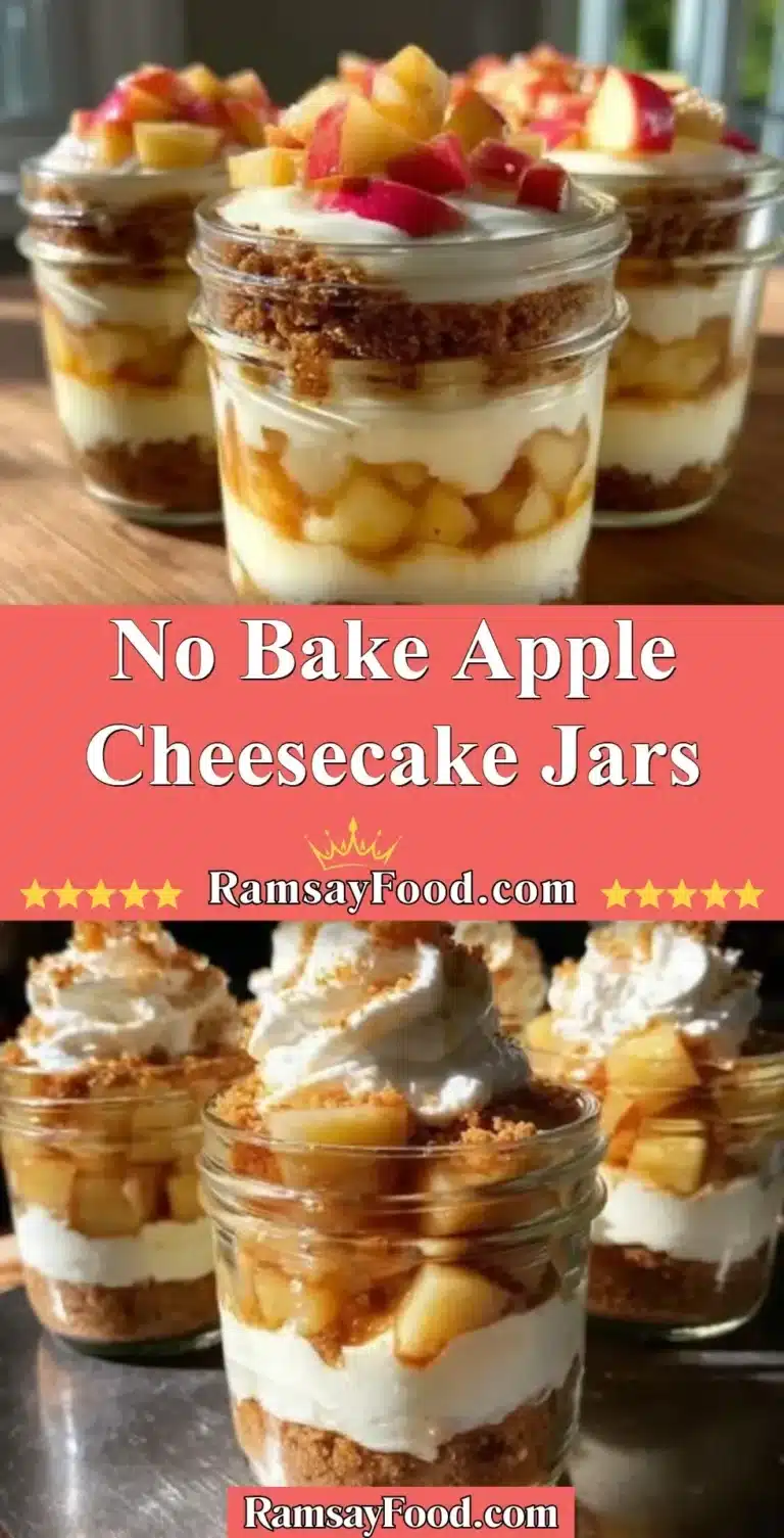 No Bake Apple Cheesecake Jars 7 No bake apple cheesecake jars layered with cream and apples
