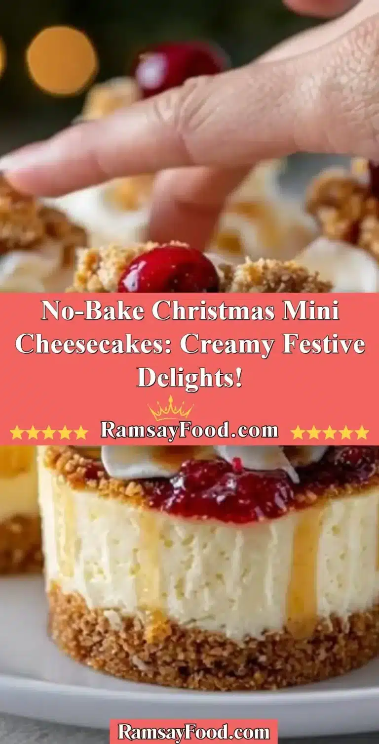 No-bake Christmas mini cheesecakes decorated with festive toppings