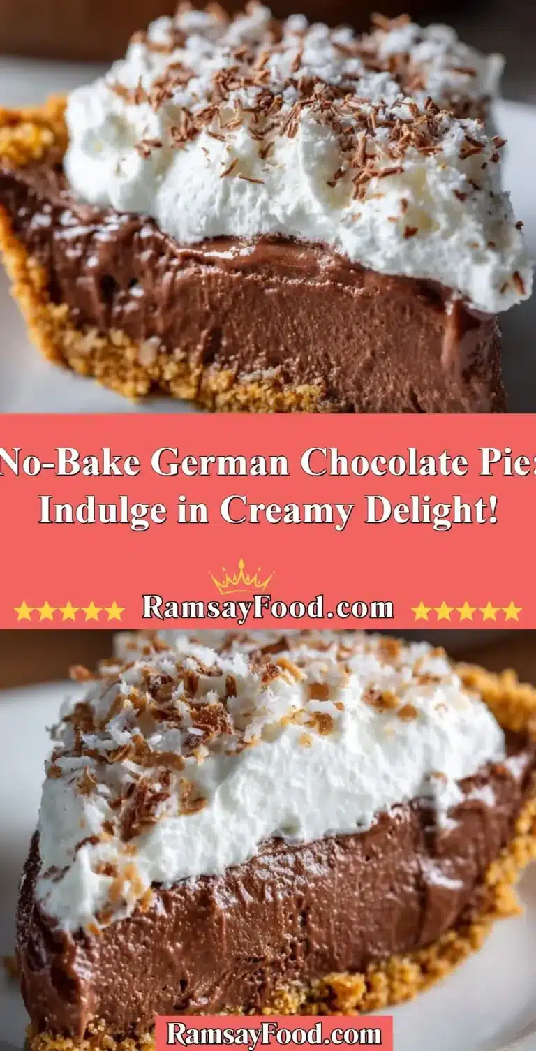 No-Bake German Chocolate Pie: Indulge in Creamy Delight! 7 Delicious no-bake German chocolate pie topped with creamy frosting and chocolate.