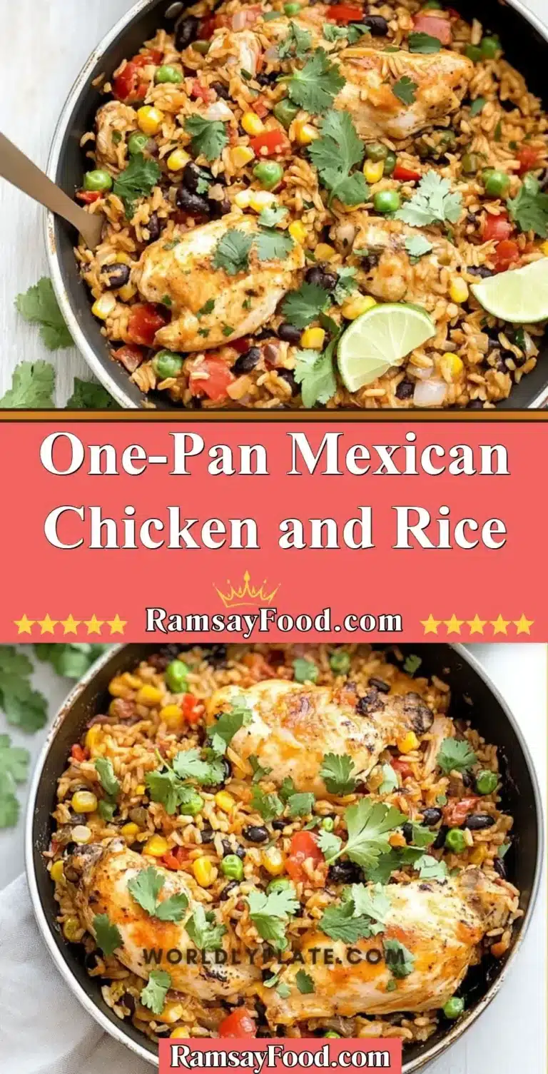 One-Pan Mexican Chicken and Rice 4 One-Pan Mexican Chicken and Rice dish with colorful ingredients
