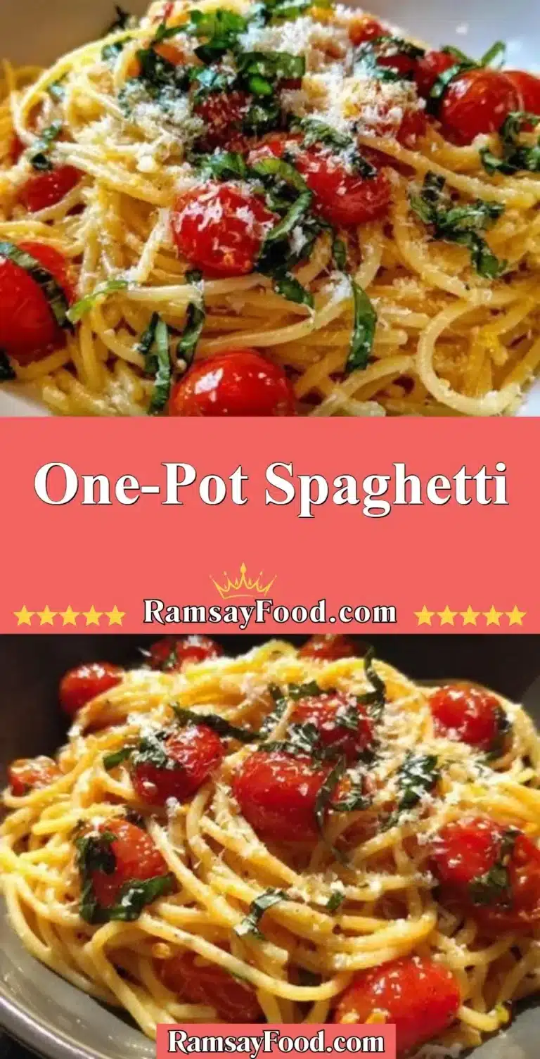 One-Pot Spaghetti 6 Delicious One-Pot Spaghetti served in a bowl with fresh herbs and cheese.