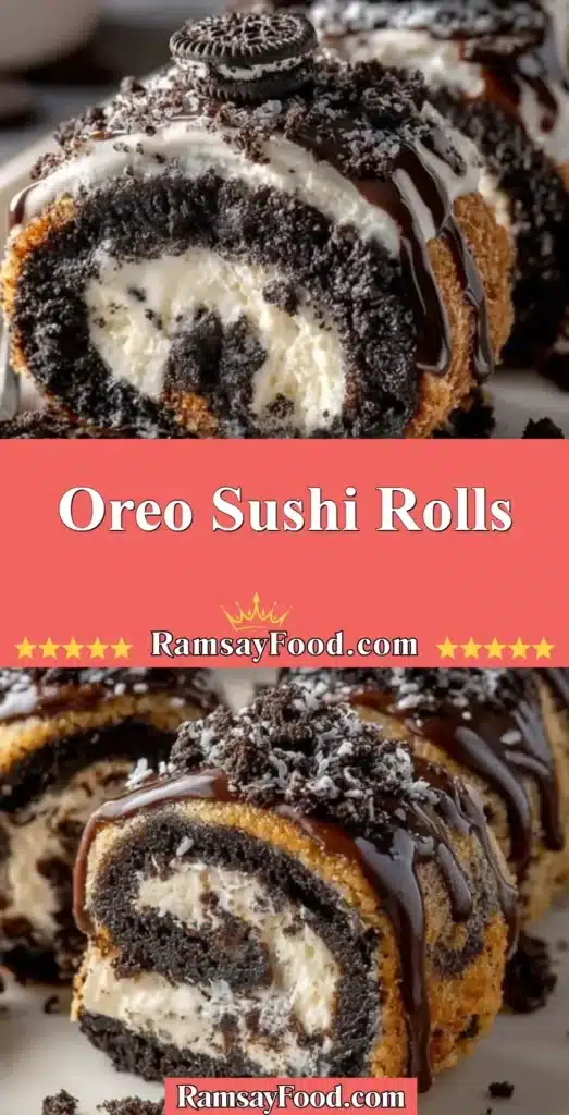 Delicious Oreo Sushi Rolls featuring creamy filling wrapped in sweet rice