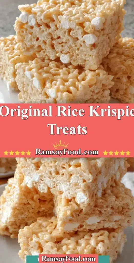 Delicious Original Rice Krispie Treats made with cereal, marshmallows, and butter