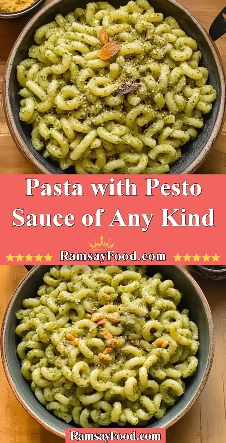 Pasta with Pesto Sauce of Any Kind 6 Delicious pasta with pesto sauce, showcasing a variety of green sauces and ingredients.