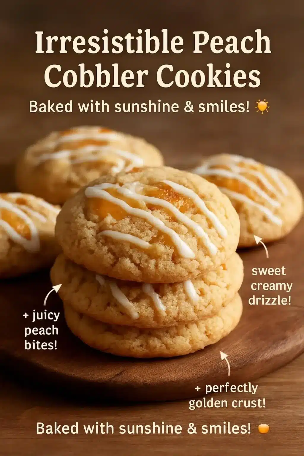 Delicious Peach Cobbler Cookies with fresh peaches and cinnamon