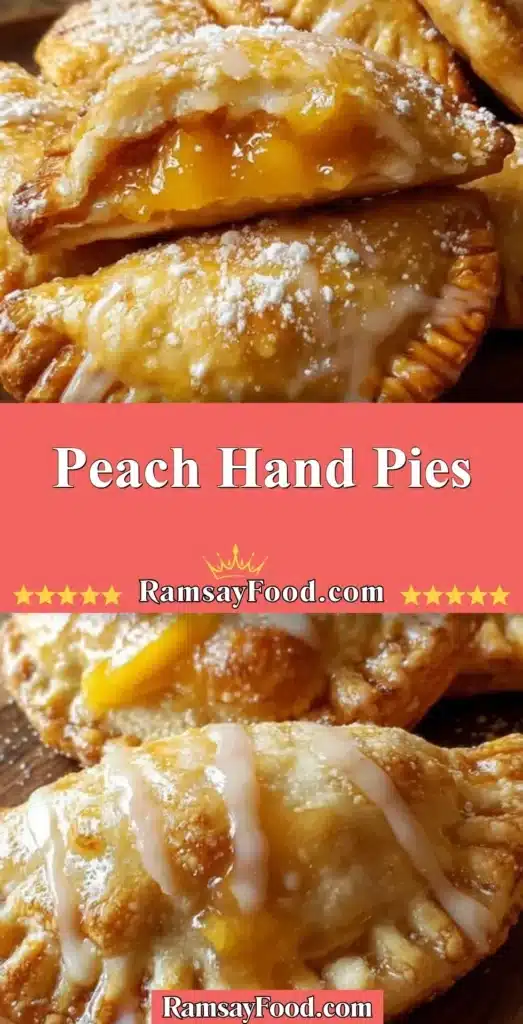 Delicious peach hand pies fresh out of the oven, showcasing flaky crust and juicy filling.