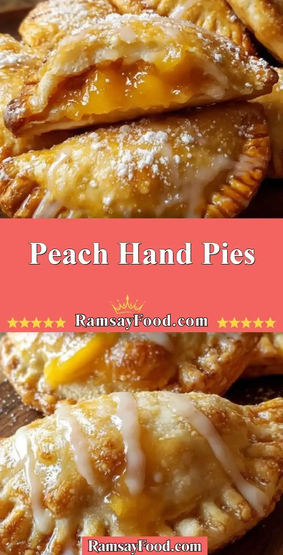 Delicious peach hand pies fresh out of the oven, showcasing flaky crust and juicy filling.