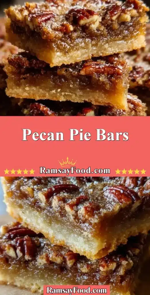 Delicious homemade pecan pie bars topped with pecans and a caramel layer.
