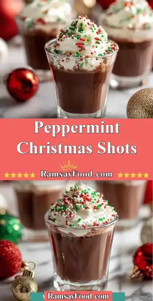 Festive Peppermint Christmas Shots served in holiday-themed glasses