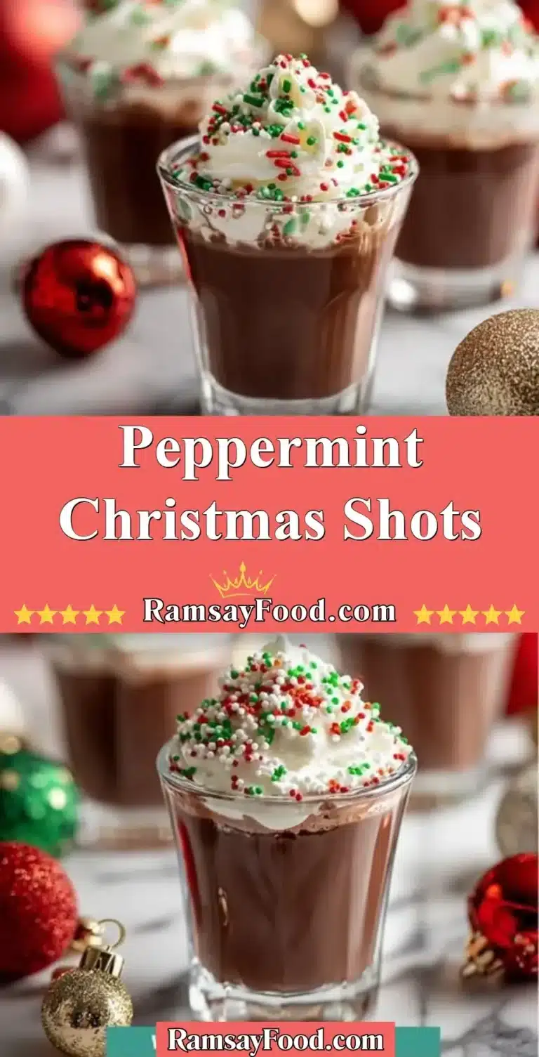 Peppermint Christmas Shots 9 Festive Peppermint Christmas Shots served in holiday-themed glasses