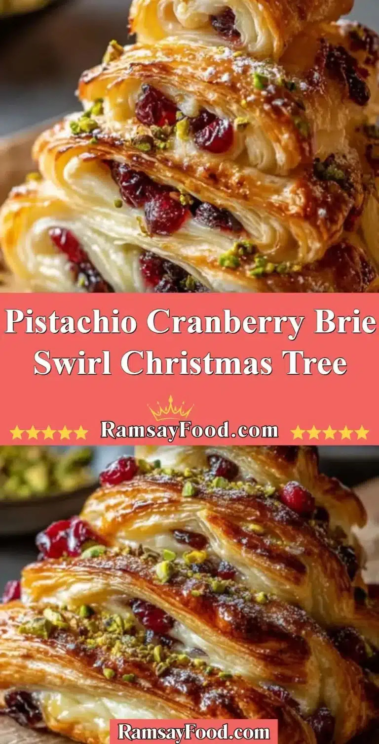 Pistachio Cranberry Brie Swirl Christmas Tree 4 Festive Pistachio Cranberry Brie Swirl shaped like a Christmas tree