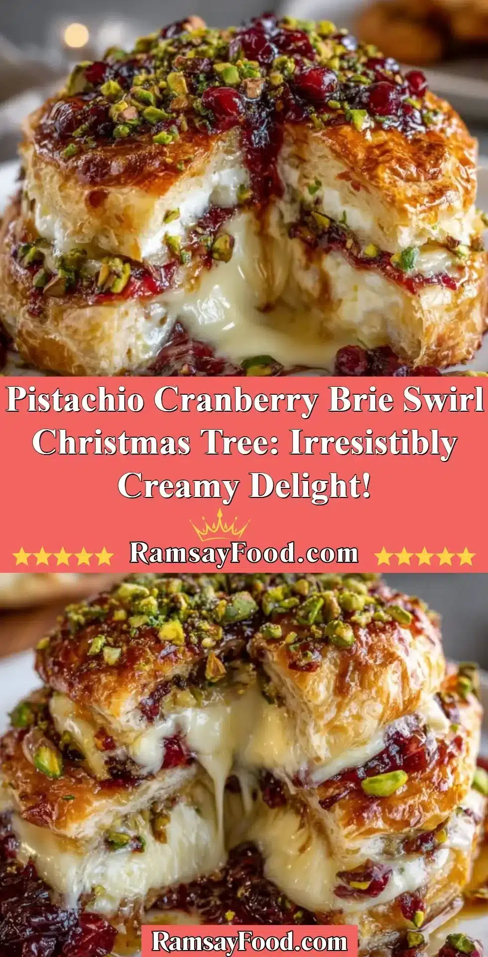 Pistachio Cranberry Brie Swirl Christmas Tree: Irresistibly Creamy Delight! 2 Pistachio Cranberry Brie Swirl Christmas Tree festive appetizer
