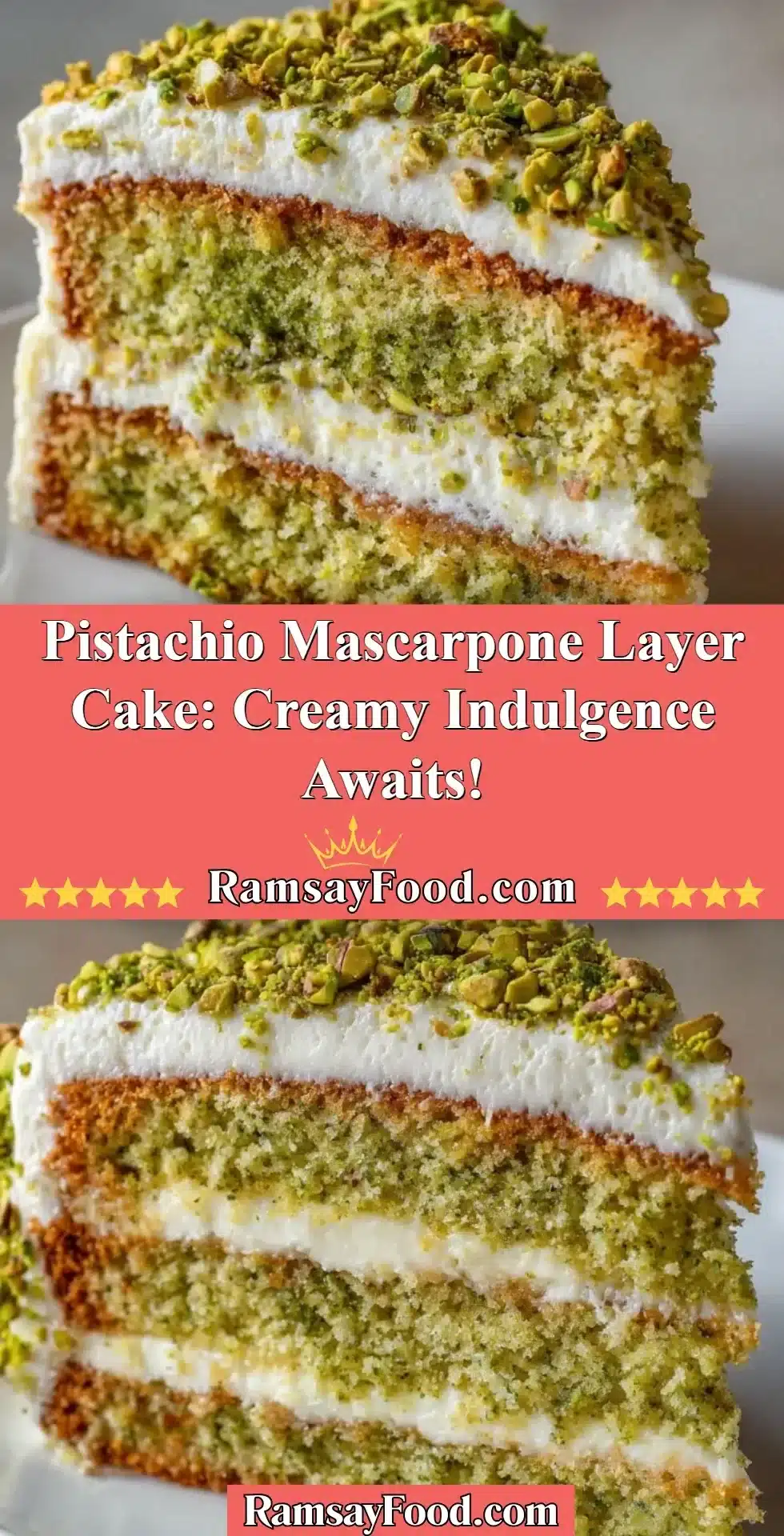 Pistachio Mascarpone Layer Cake: Creamy Indulgence Awaits! 2 Delicious Pistachio Mascarpone Layer Cake with creamy mascarpone frosting
