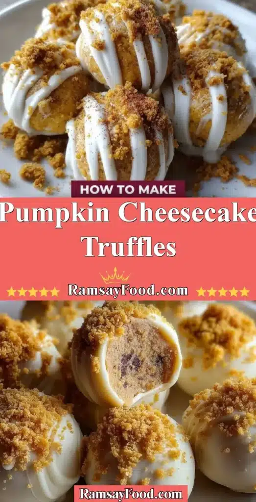 Pumpkin Cheesecake Truffles drizzled with caramel on a plate