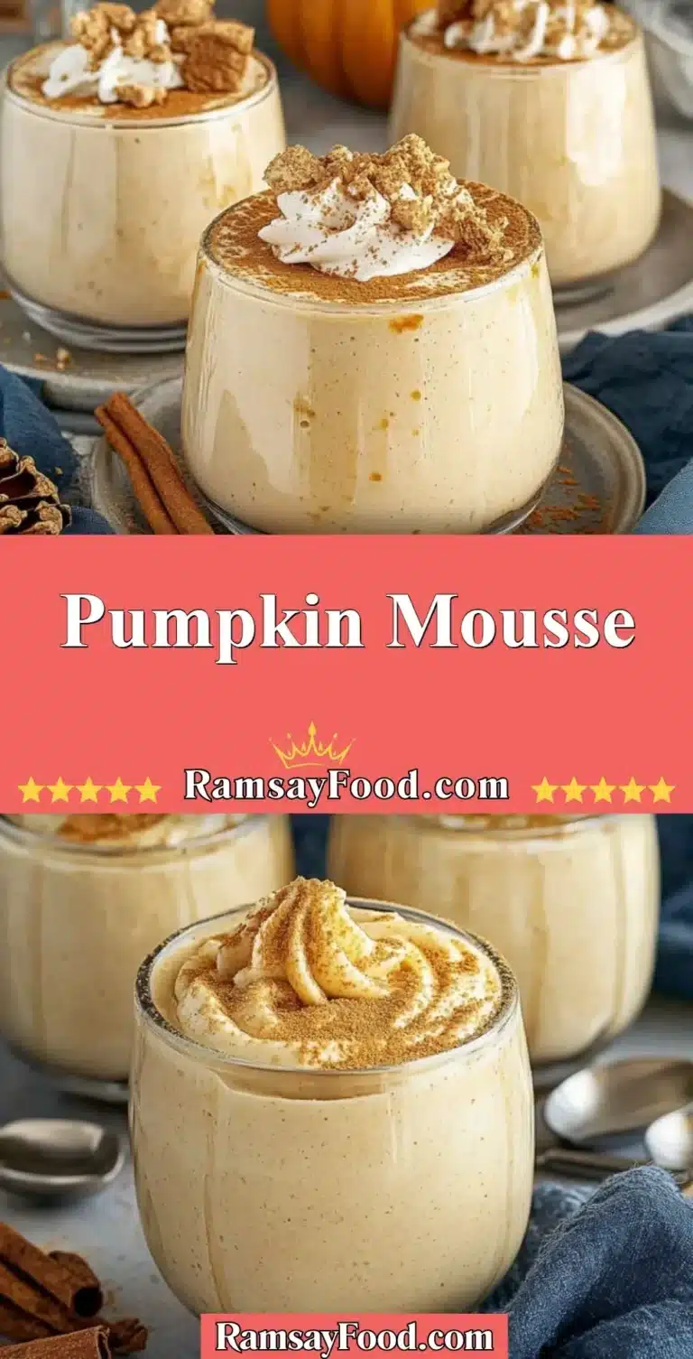 Pumpkin Mousse 6 Delicious Pumpkin Mousse served in a decorative bowl topped with whipped cream.