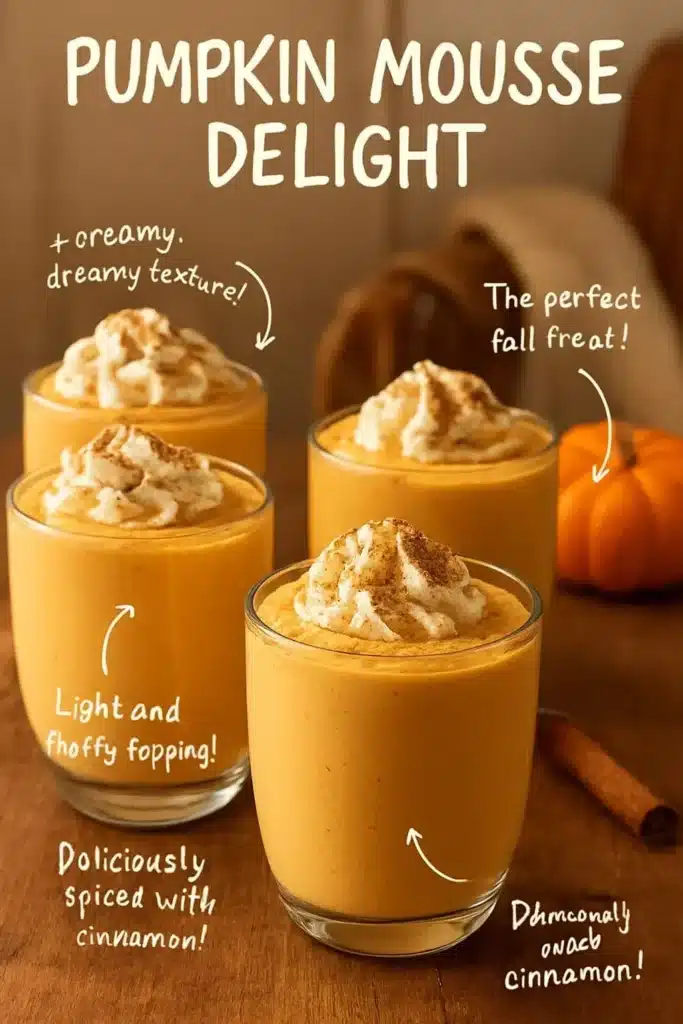 Delicious creamy pumpkin mousse dessert served in a glass