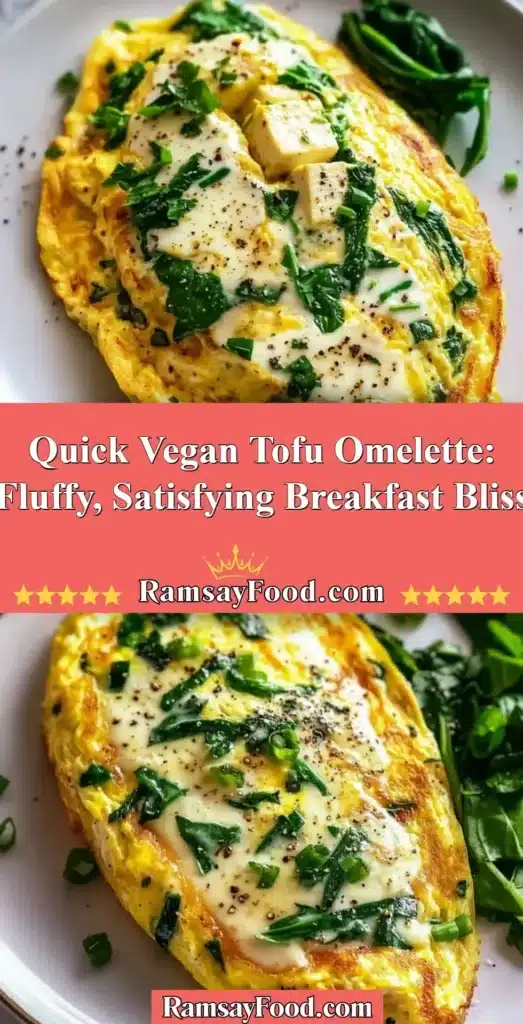 Fluffy vegan tofu omelette served on a plate with fresh herbs and vegetables