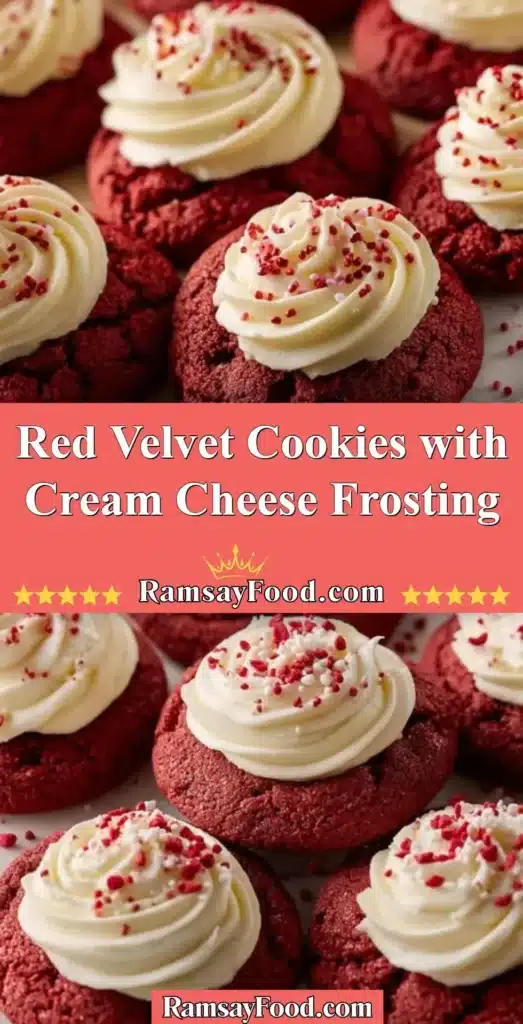 Delicious Red Velvet Cookies with Cream Cheese Frosting on a plate