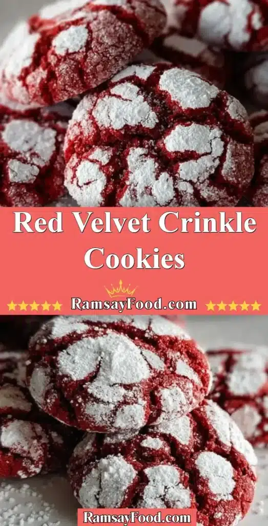 Freshly baked red velvet crinkle cookies on a white plate