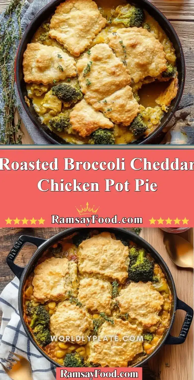 Roasted Broccoli Cheddar Chicken Pot Pie 8 Roasted broccoli cheddar chicken pot pie with flaky crust and creamy filling