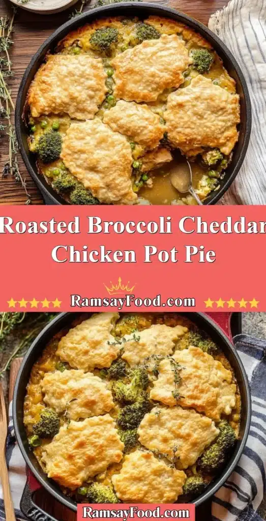 Roasted Broccoli Cheddar Chicken Pot Pie fresh out of the oven