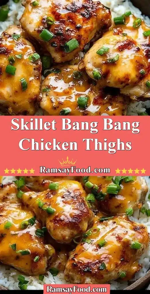 Skillet Bang Bang Chicken Thighs served on a plate