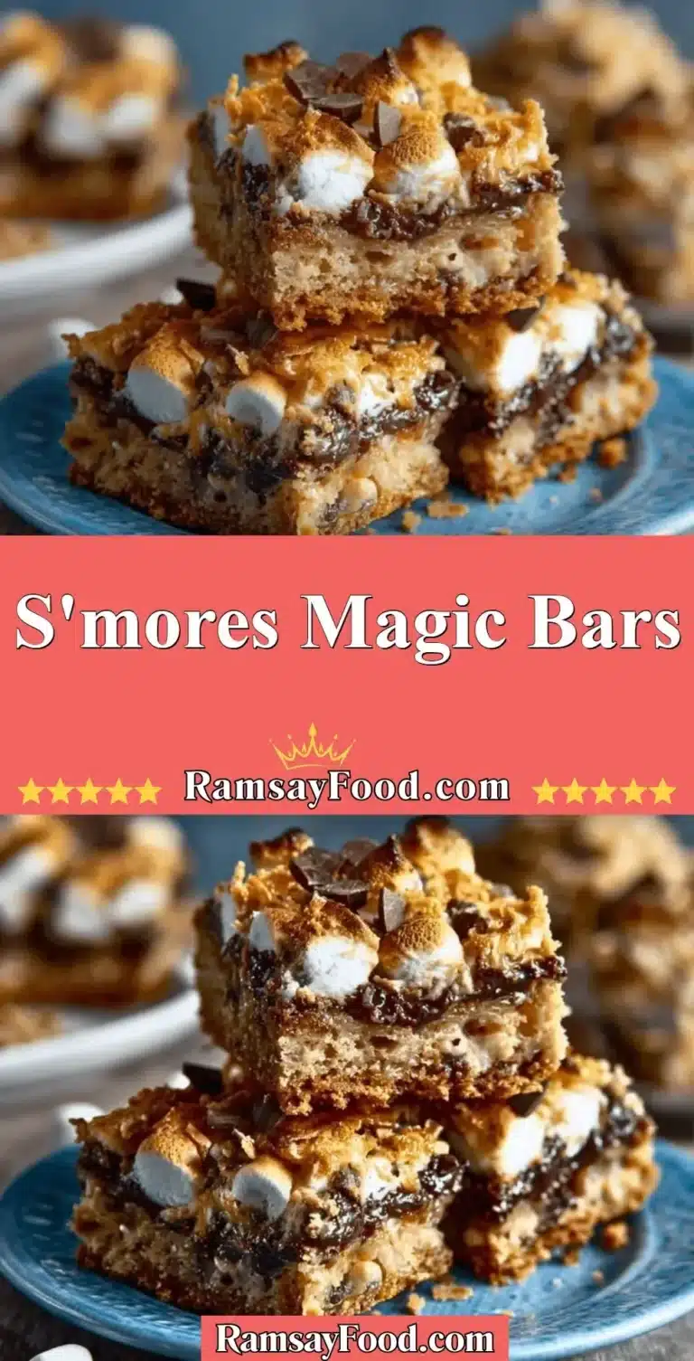 S'mores Magic Bars 4 Decadent S'mores Magic Bars showcasing layers of chocolate and marshmallows
