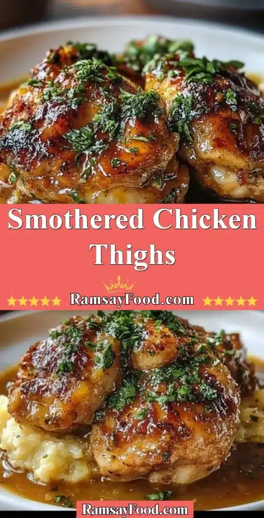 Delicious smothered chicken thighs served with rich gravy