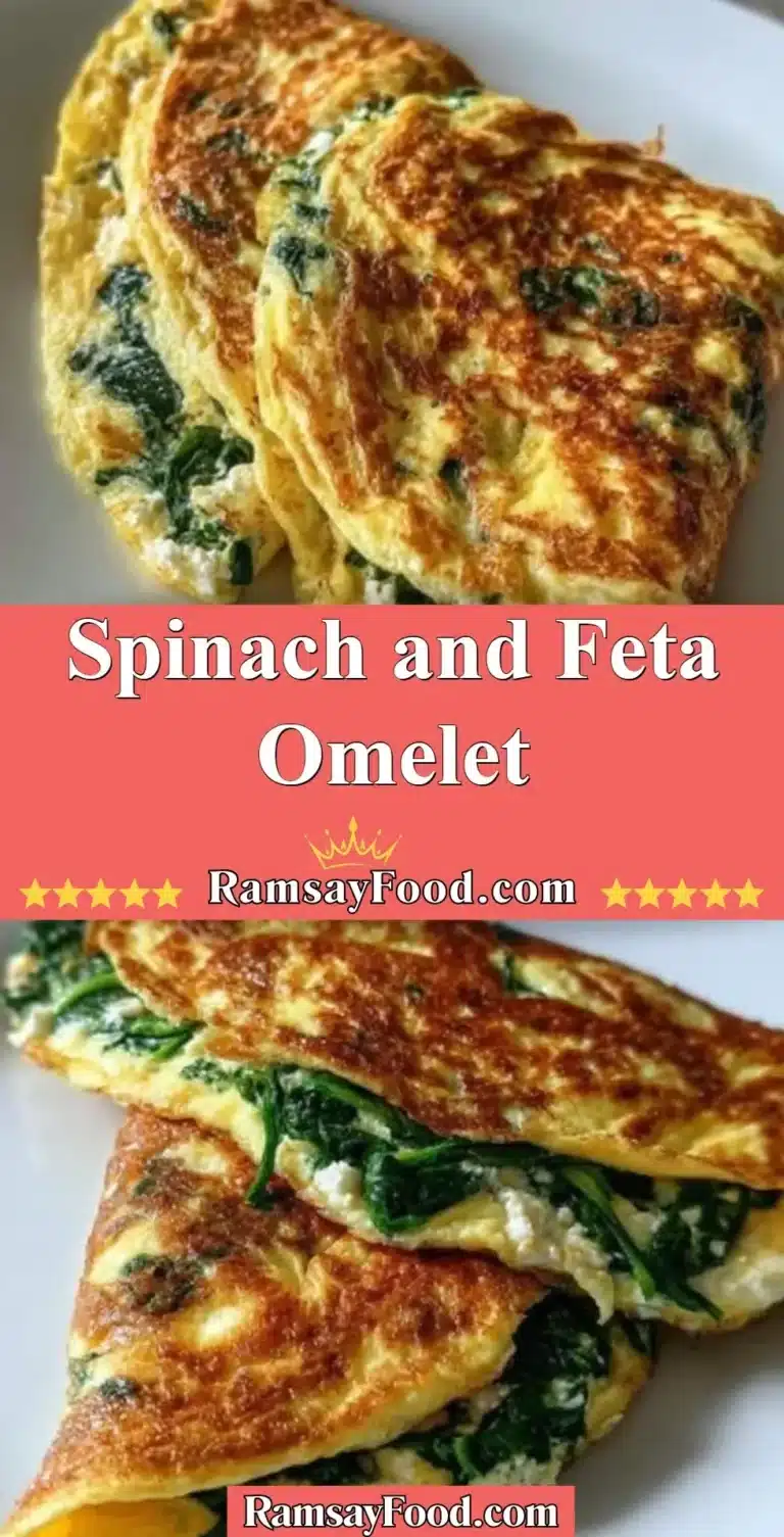 A delicious Spinach and Feta Omelet garnished with herbs on a plate.