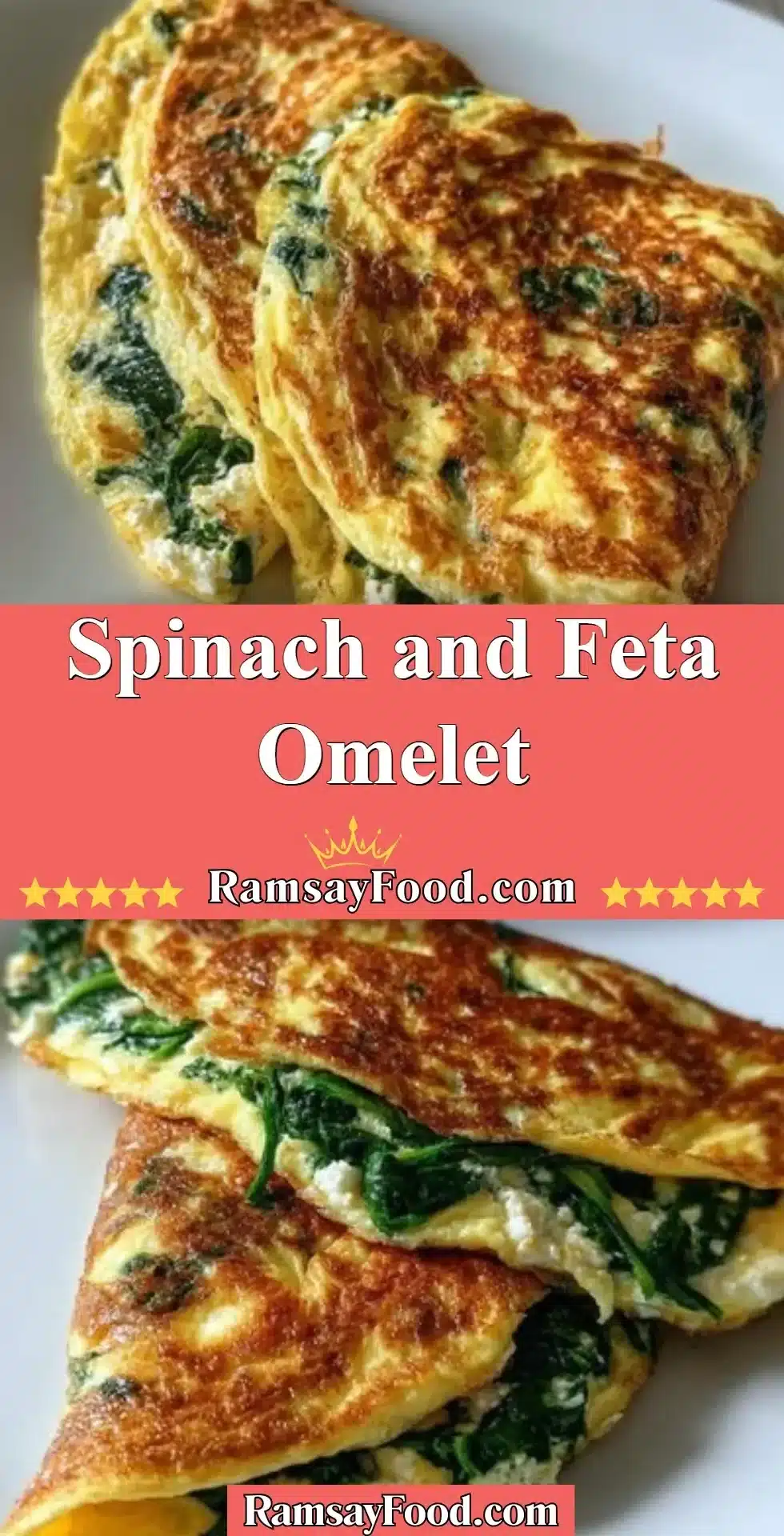 Spinach and Feta Omelet 2 A delicious Spinach and Feta Omelet garnished with herbs on a plate.