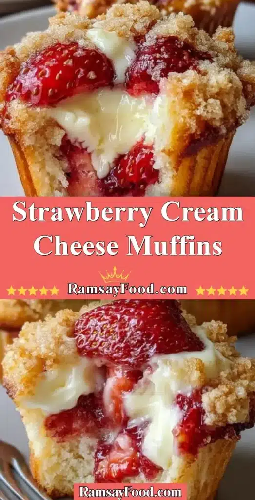 Delicious homemade Strawberry Cream Cheese Muffins on a cooling rack