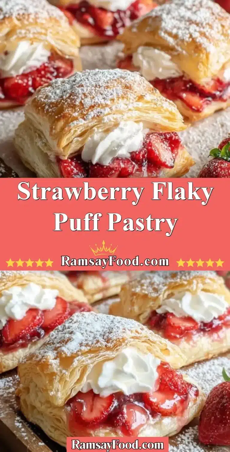Strawberry Flaky Puff Pastry 4 Strawberry flaky puff pastry dessert on a plate
