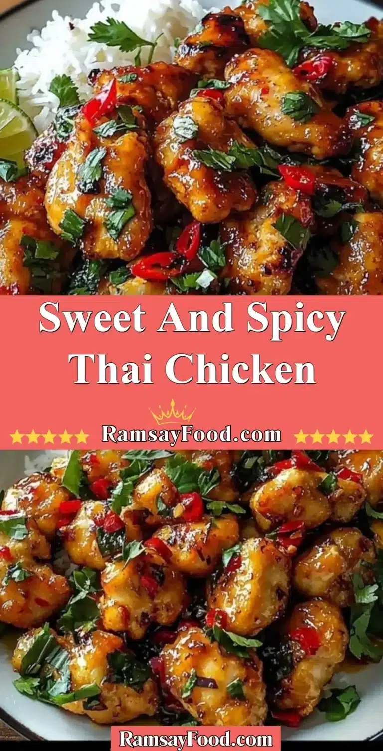 Sweet And Spicy Thai Chicken 7 Delicious Sweet and Spicy Thai Chicken dish garnished with herbs