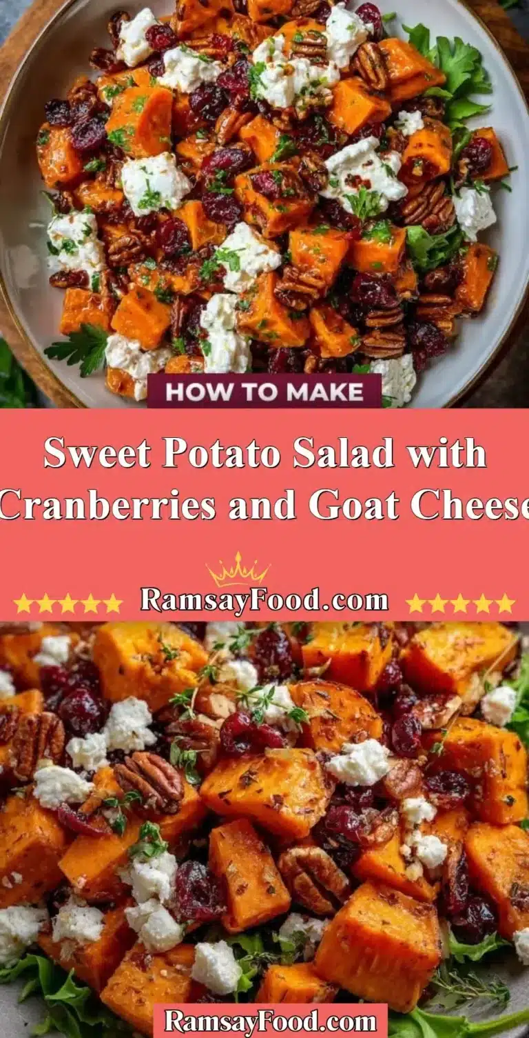 Sweet Potato Salad with Cranberries and Goat Cheese 5 Sweet potato salad with cranberries and goat cheese served in a bowl