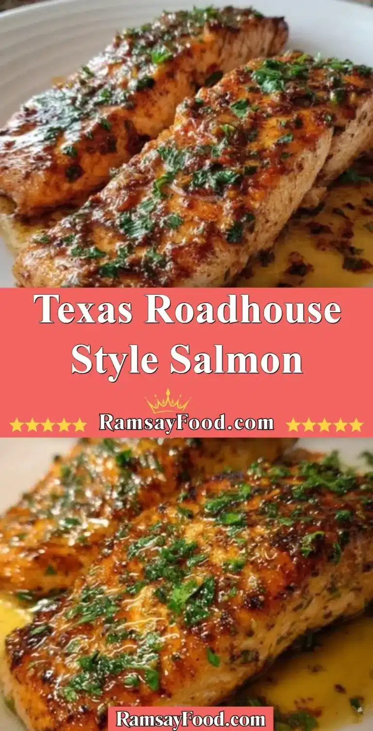 Texas Roadhouse Style Salmon 9 Grilled Texas Roadhouse style salmon garnished with herbs on a plate