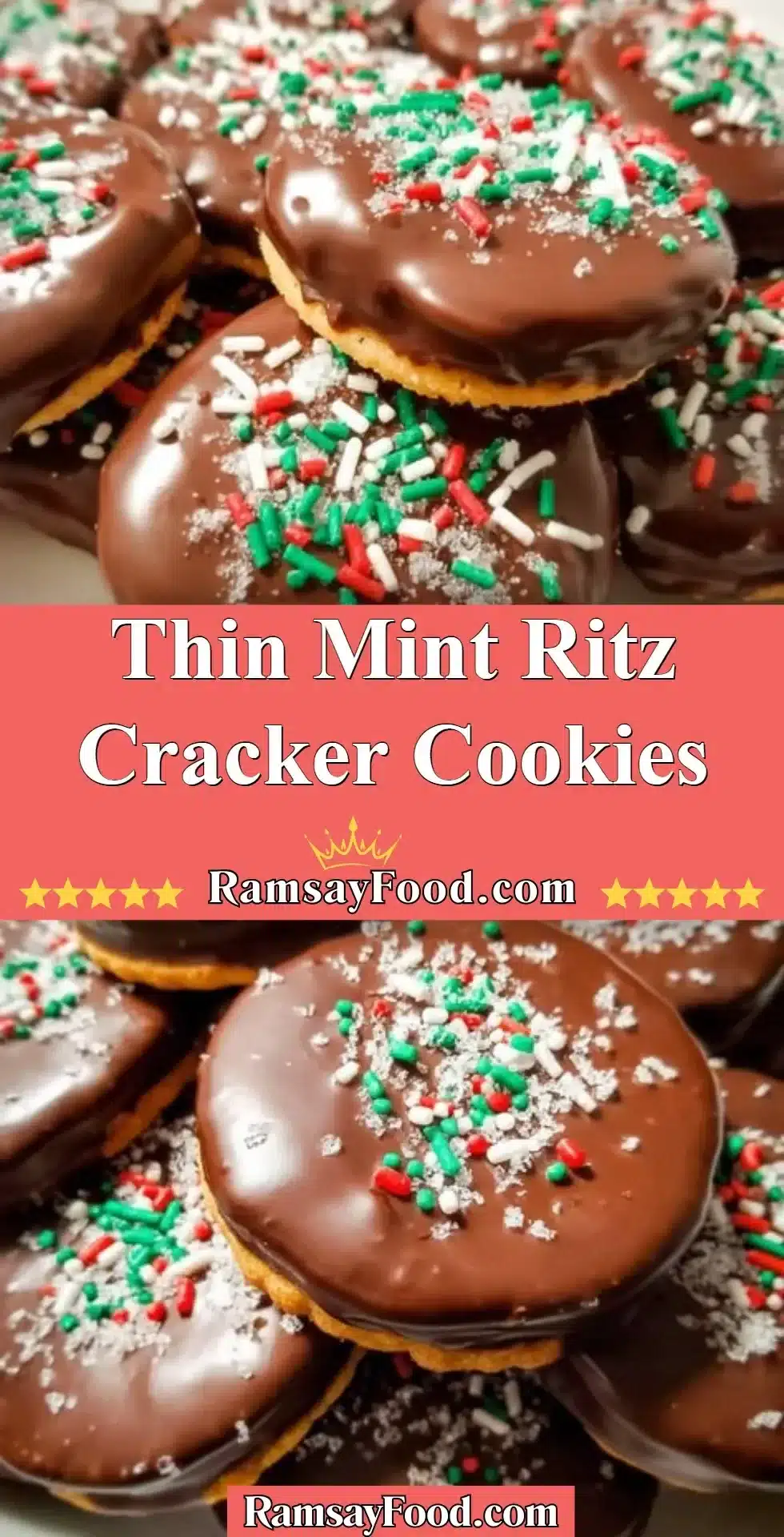 Thin Mint Ritz Cracker Cookies 2 Delicious Thin Mint Ritz Cracker Cookies stacked on a plate