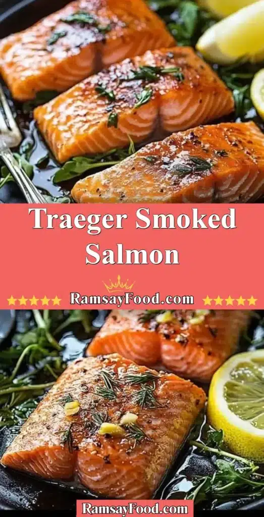 Delicious Traeger smoked salmon ready to be served on a wooden platter.